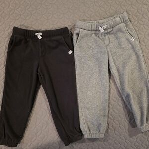 Carter's 3T Toddler Gray & Black Fleece Jogger Pants, Stretch Waist & Drawstring
